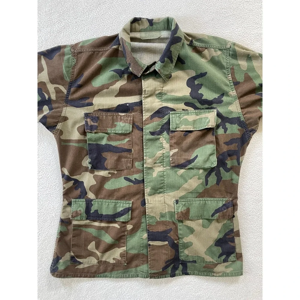 Military Mens Combat Coat Medium Regular Green Woodland Camouflage Field Jacket - Picture 9 of 16